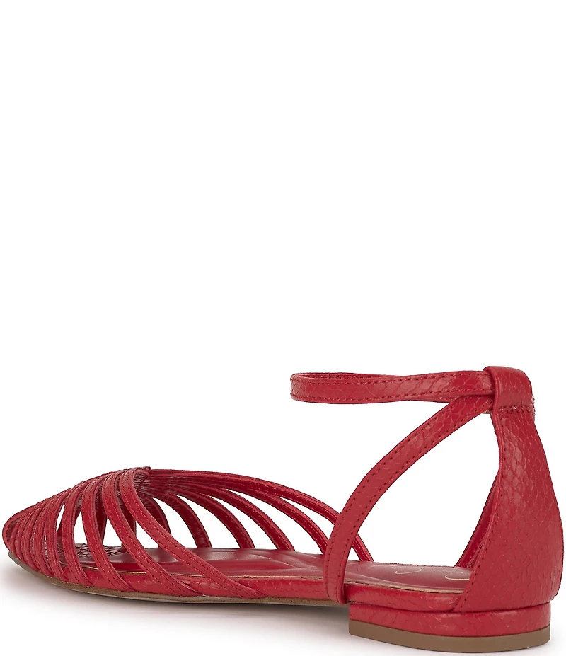 Jessica Simpson Eulean Embossed Strappy Caged Ankle Wrap Flats