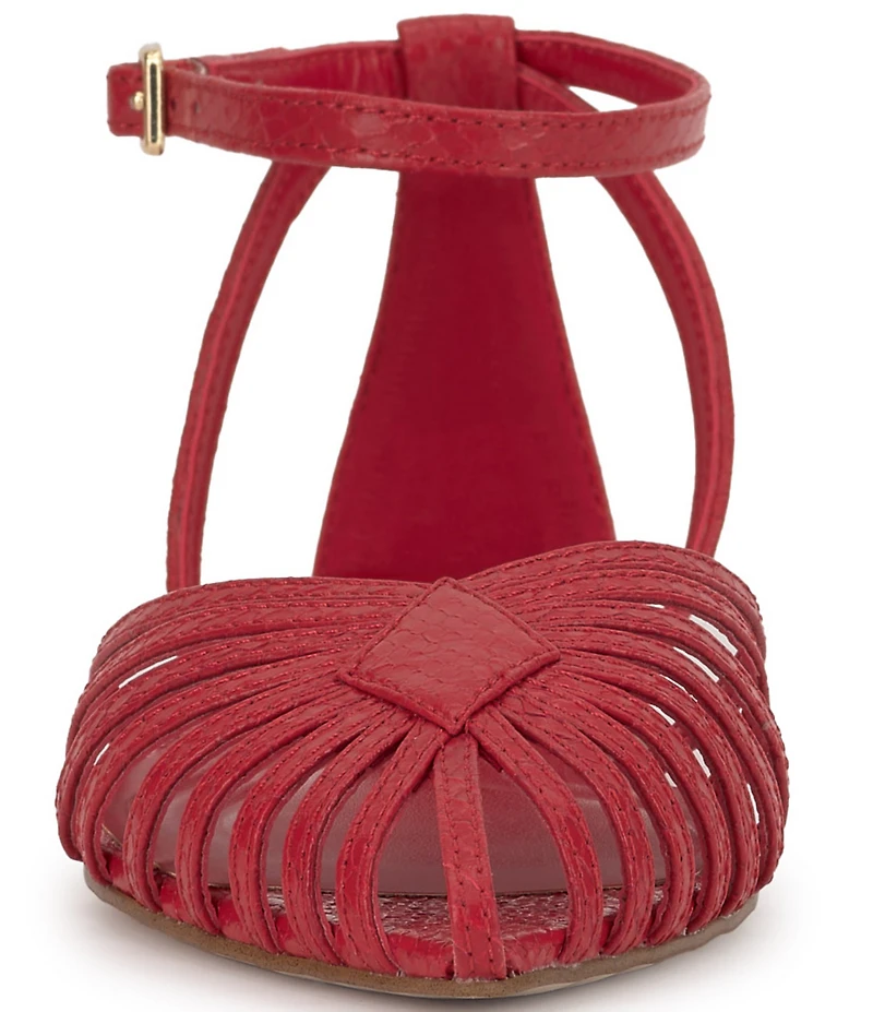 Jessica Simpson Eulean Embossed Strappy Caged Ankle Wrap Flats