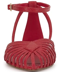 Jessica Simpson Eulean Embossed Strappy Caged Ankle Wrap Flats