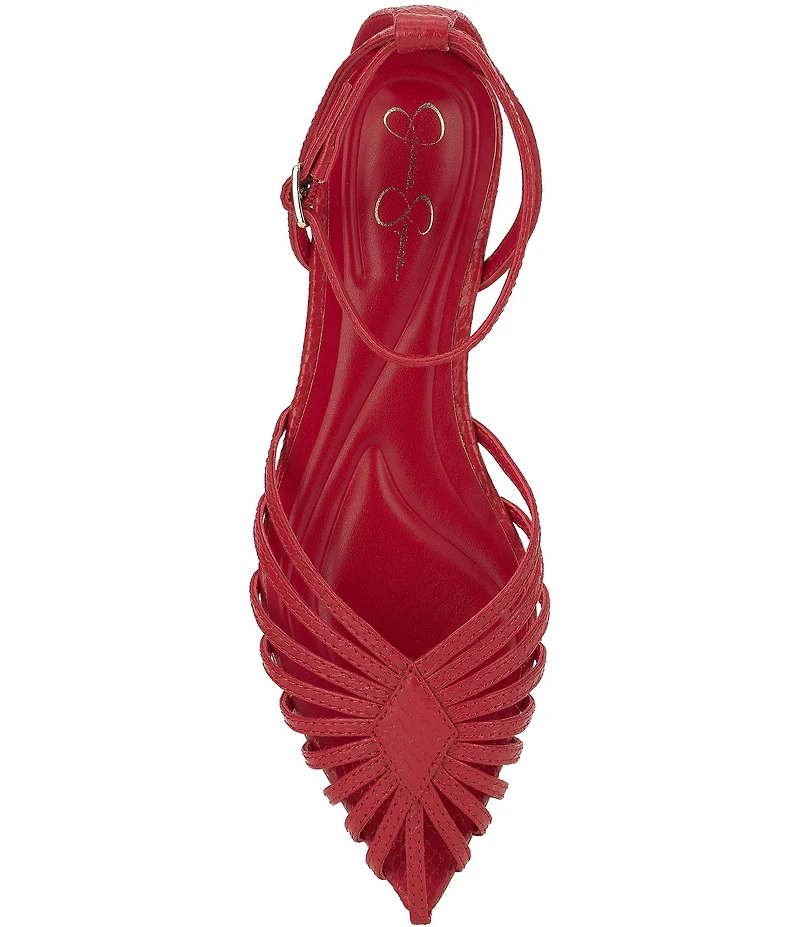Jessica Simpson Eulean Embossed Strappy Caged Ankle Wrap Flats