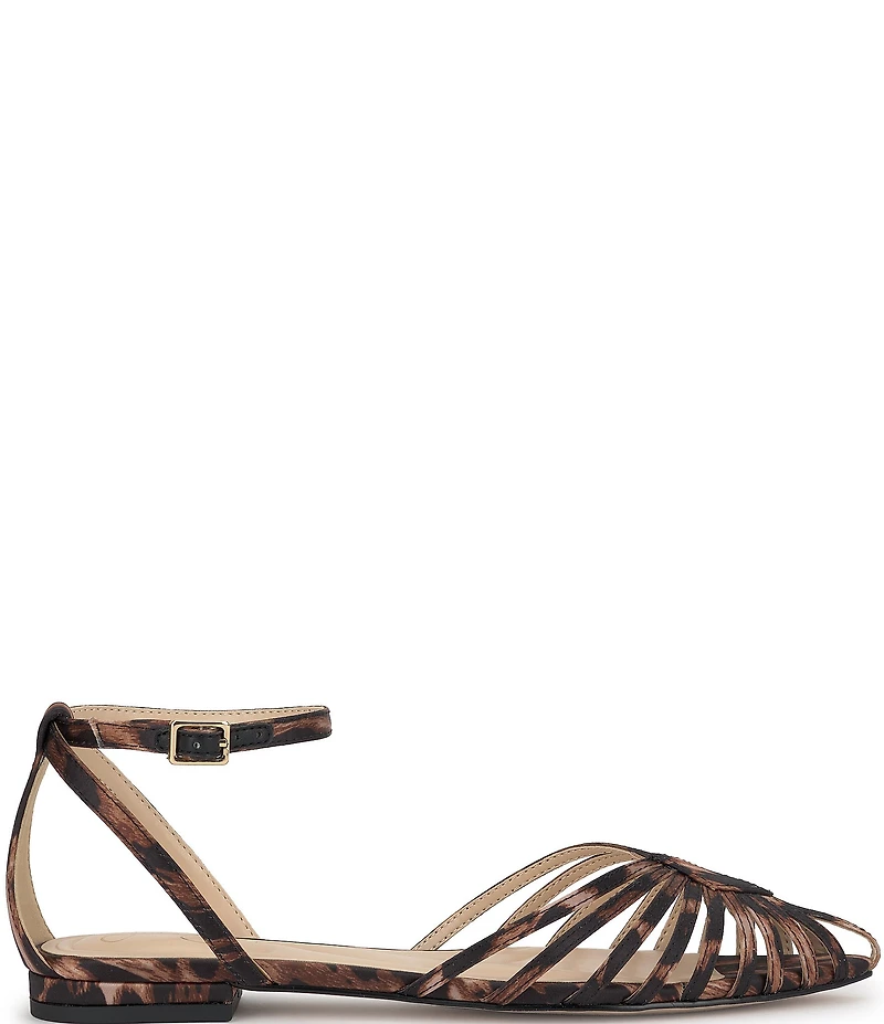 Jessica Simpson Eulean Leopard Caged Ankle Wrap Flat Sandals