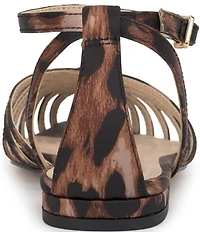 Jessica Simpson Eulean Leopard Caged Ankle Wrap Flat Sandals