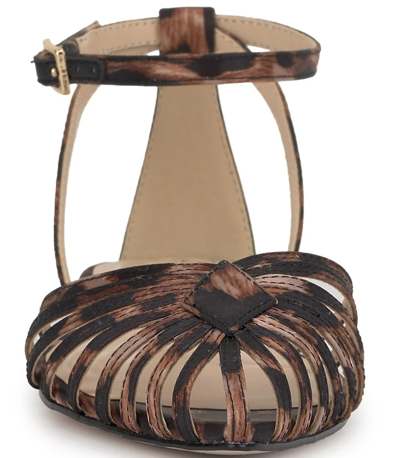 Jessica Simpson Eulean Leopard Caged Ankle Wrap Flat Sandals