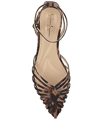 Jessica Simpson Eulean Leopard Caged Ankle Wrap Flat Sandals