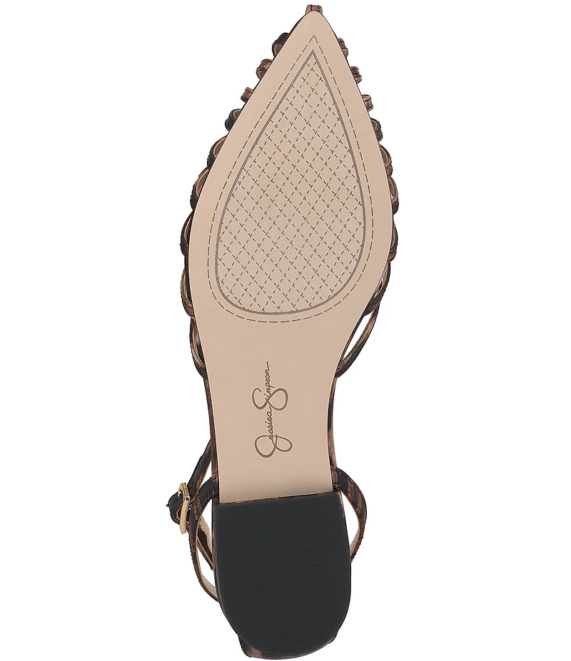 Jessica Simpson Eulean Leopard Caged Ankle Wrap Flat Sandals