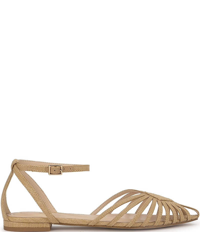 Jessica Simpson Eulean Raffia Strappy Caged Ankle Wrap Flat Sandals
