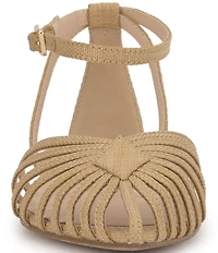 Jessica Simpson Eulean Raffia Strappy Caged Ankle Wrap Flat Sandals
