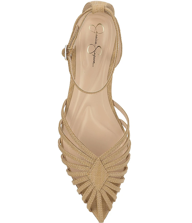 Jessica Simpson Eulean Raffia Strappy Caged Ankle Wrap Flat Sandals
