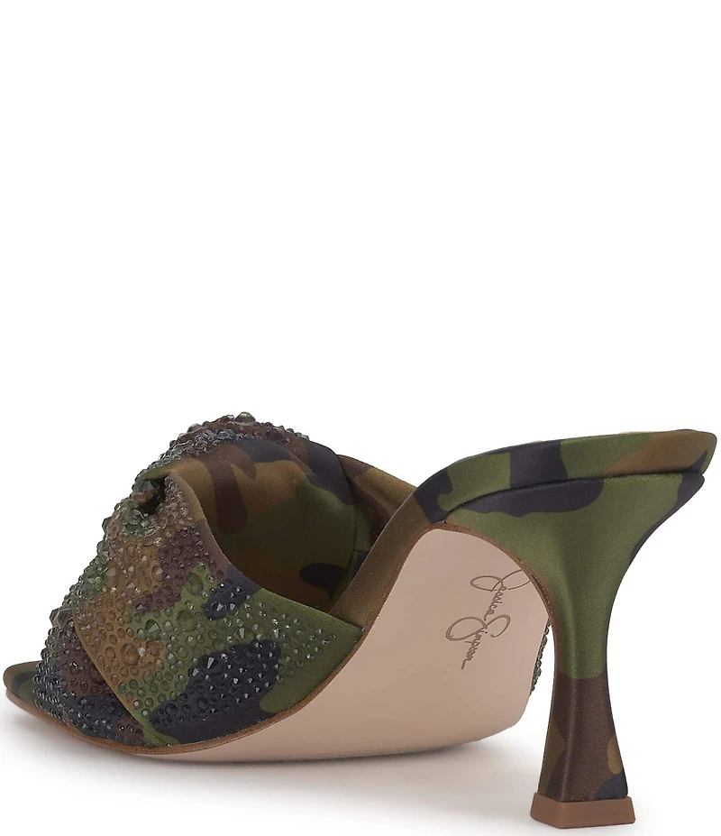 Jessica Simpson Evirra 3 Rhinestone Embellished Camouflage Knotted Dress Sandals