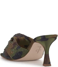 Jessica Simpson Evirra 3 Rhinestone Embellished Camouflage Knotted Dress Sandals