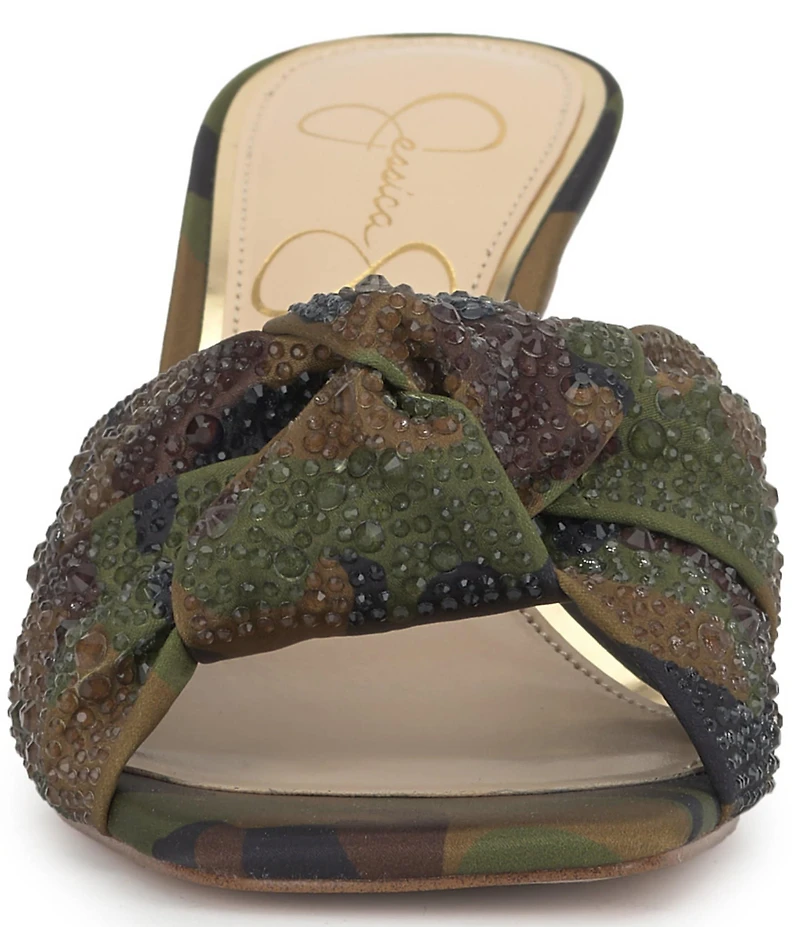 Jessica Simpson Evirra 3 Rhinestone Embellished Camouflage Knotted Dress Sandals