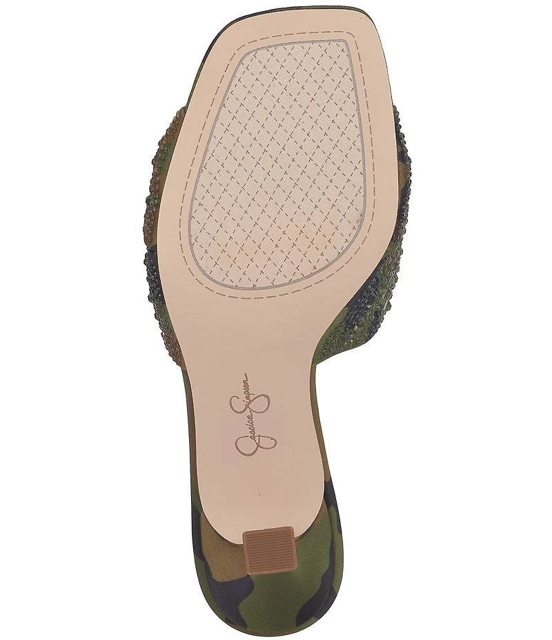 Jessica Simpson Evirra 3 Rhinestone Embellished Camouflage Knotted Dress Sandals