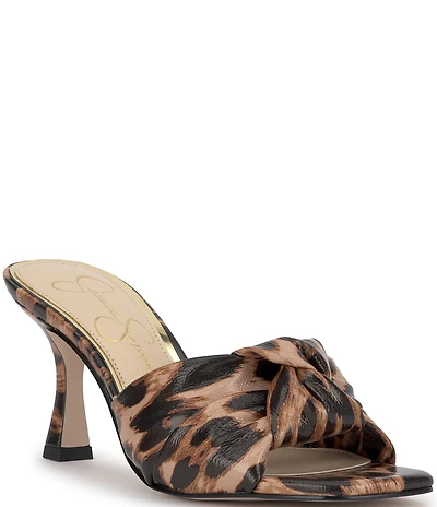 Jessica Simpson Evirra Leopard Patent Knotted Dress Slide Sandals