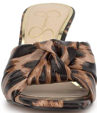 Jessica Simpson Evirra Leopard Patent Knotted Dress Slide Sandals