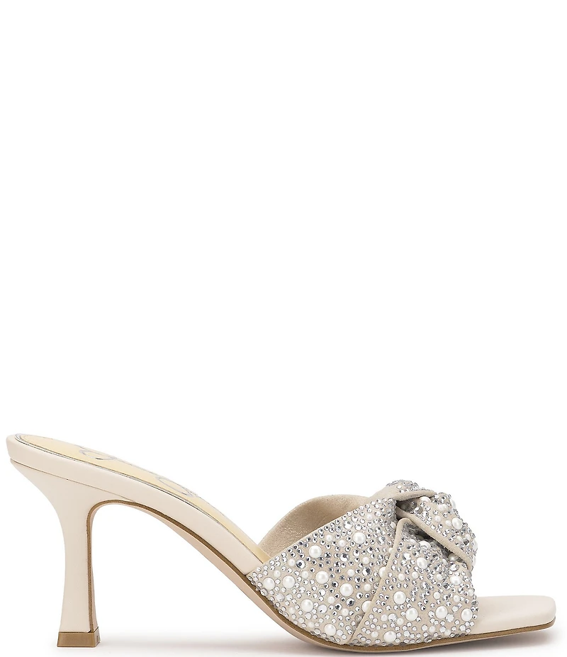 Jessica Simpson Evirra Rhinestone Pearl Knotted Dress Slide Sandals