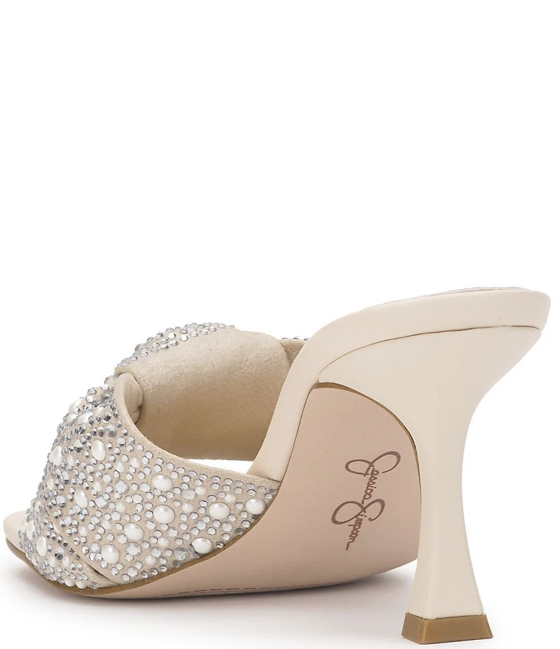 Jessica Simpson Evirra Rhinestone Pearl Knotted Dress Slide Sandals