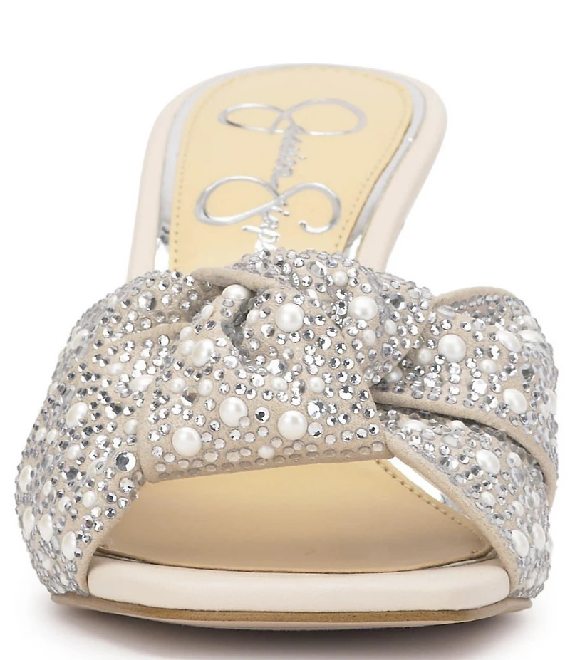 Jessica Simpson Evirra Rhinestone Pearl Knotted Dress Slide Sandals