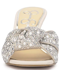 Jessica Simpson Evirra Rhinestone Pearl Knotted Dress Slide Sandals