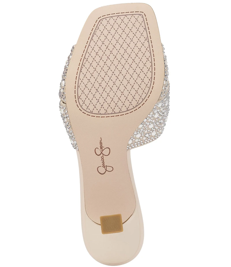 Jessica Simpson Evirra Rhinestone Pearl Knotted Dress Slide Sandals