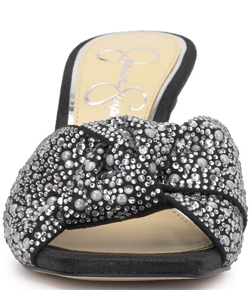 Jessica Simpson Evirra Rhinestone Pearl Knotted Dress Slide Sandals