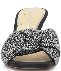 Jessica Simpson Evirra Rhinestone Pearl Knotted Dress Slide Sandals