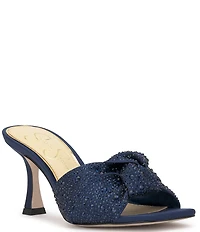 Jessica Simpson Evirra Satin Rhinestone Knot Detail Dress Slide Sandals