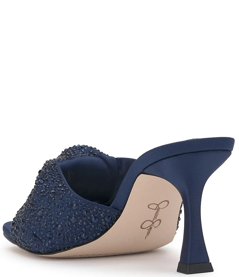 Jessica Simpson Evirra Satin Rhinestone Knot Detail Dress Slide Sandals