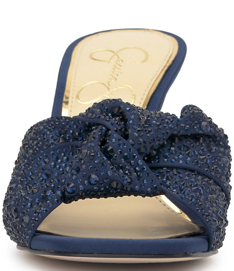 Jessica Simpson Evirra Satin Rhinestone Knot Detail Dress Slide Sandals