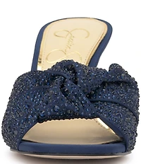 Jessica Simpson Evirra Satin Rhinestone Knot Detail Dress Slide Sandals