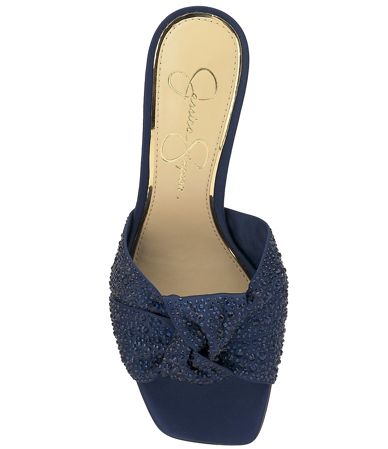 Jessica Simpson Evirra Satin Rhinestone Knot Detail Dress Slide Sandals