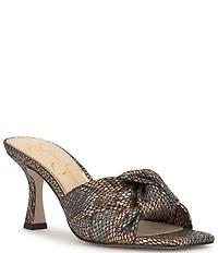 Jessica Simpson Evirra Metallic Snake Print Knotted Dress Slide Sandals