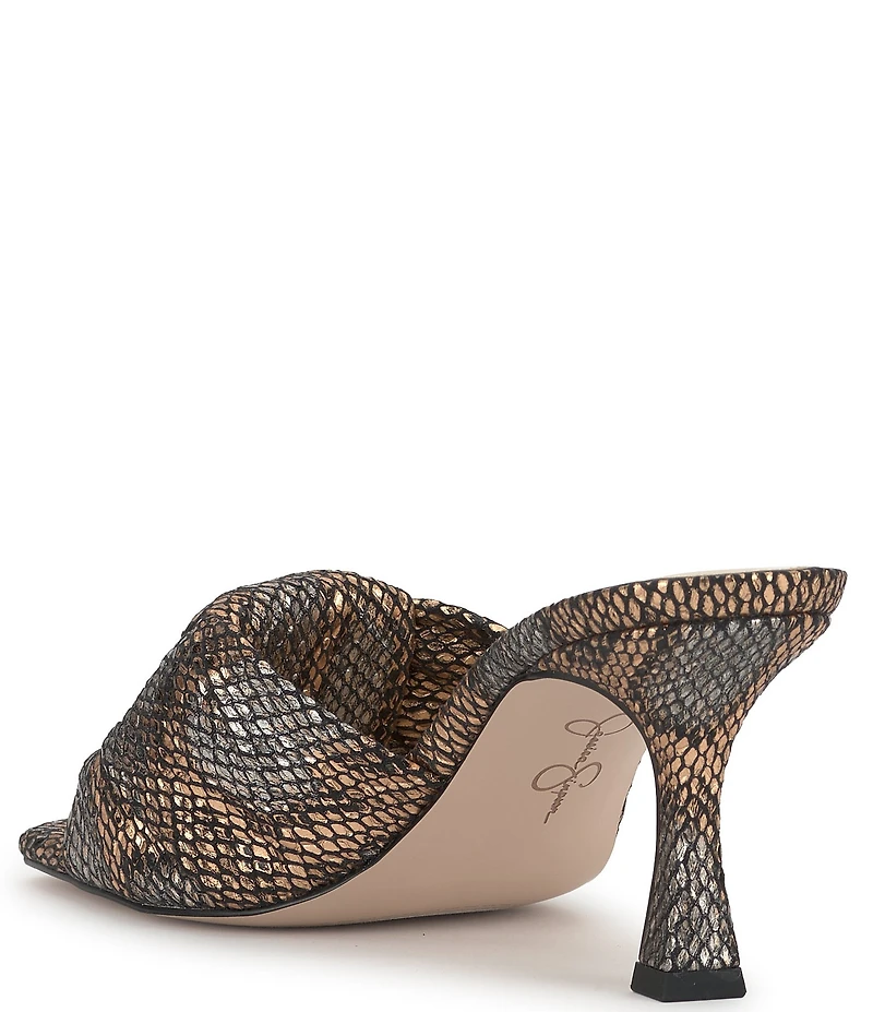 Jessica Simpson Evirra Metallic Snake Print Knotted Dress Slide Sandals
