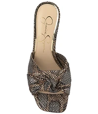 Jessica Simpson Evirra Metallic Snake Print Knotted Dress Slide Sandals