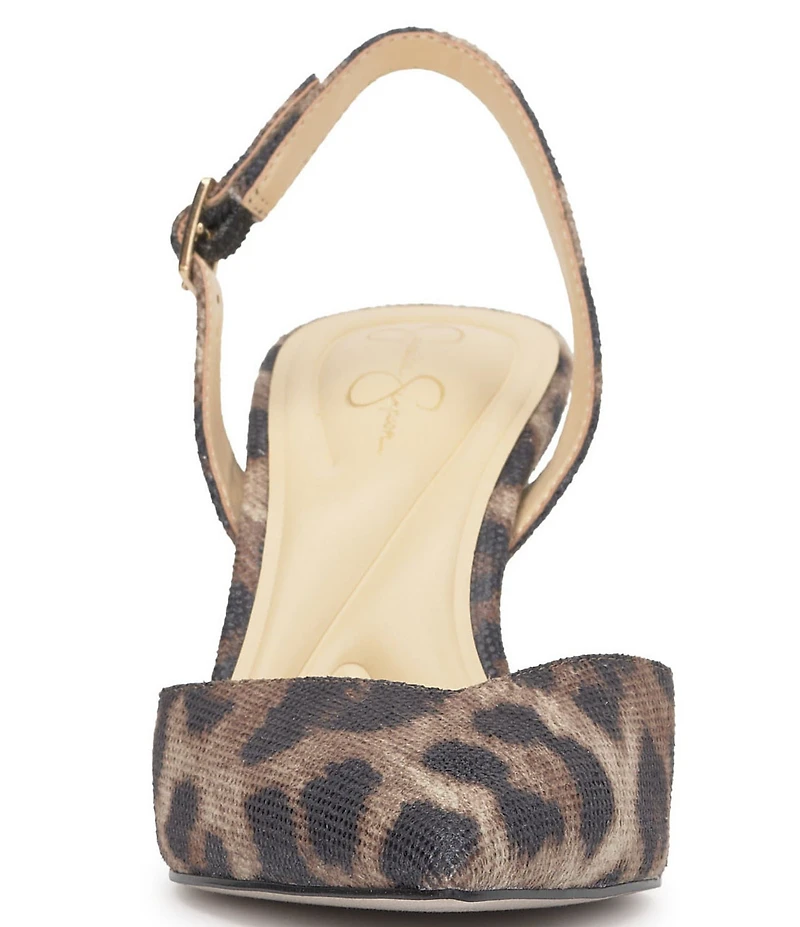 Jessica Simpson Fyvera Leopard Rhinestone Slingback Pumps
