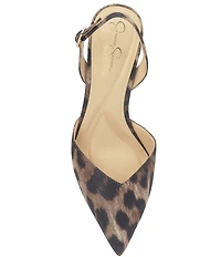 Jessica Simpson Fyvera Leopard Rhinestone Slingback Pumps