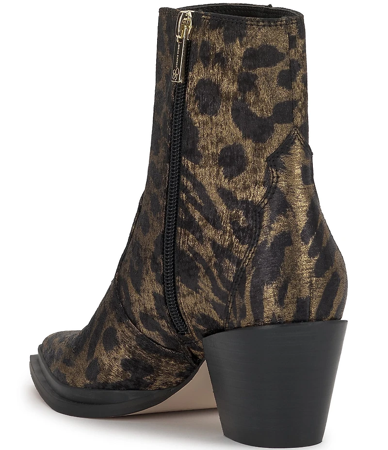 Jessica Simpson Helvona Leopard Print Western Booties