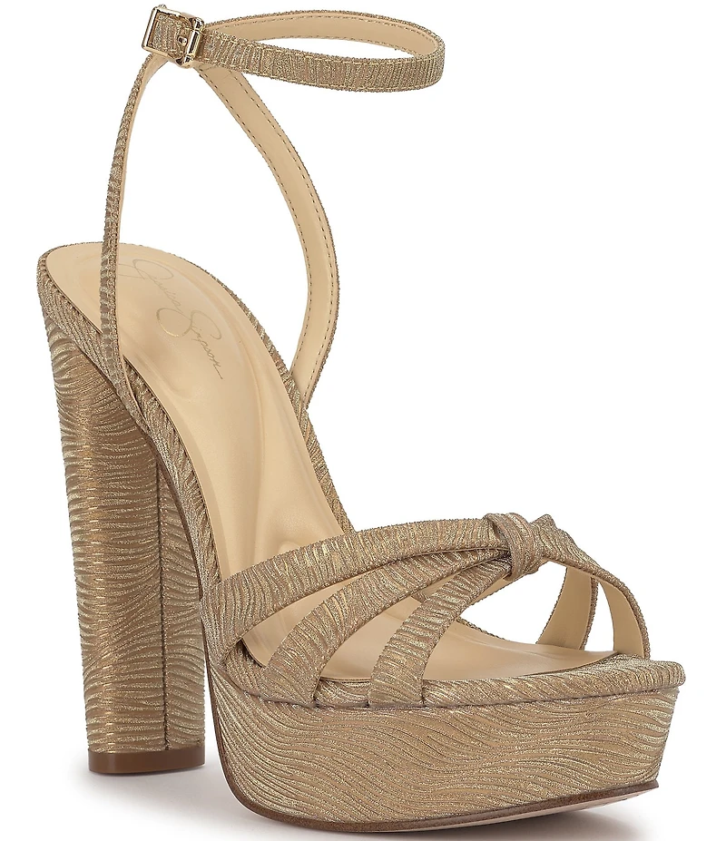 Jessica Simpson Ilaria Wavy Metallic Caged Platform Sandals
