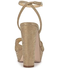 Jessica Simpson Ilaria Wavy Metallic Caged Platform Sandals