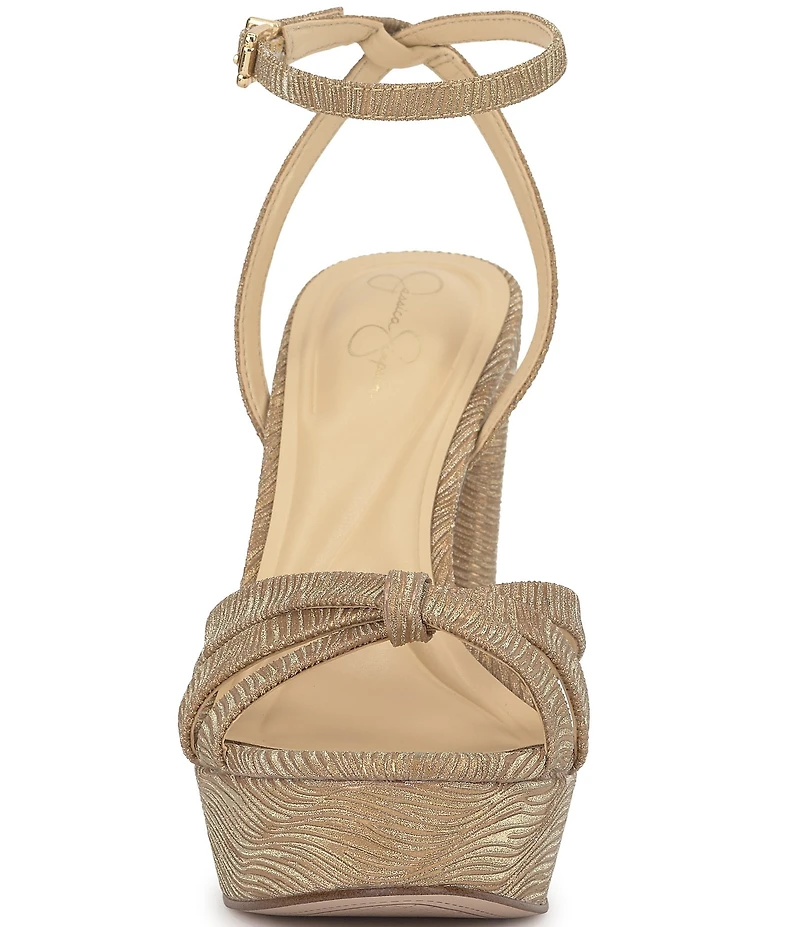 Jessica Simpson Ilaria Wavy Metallic Caged Platform Sandals