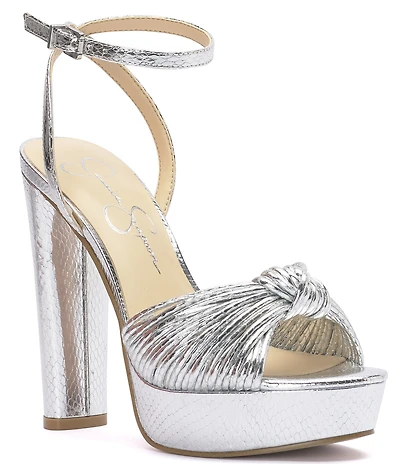 Jessica Simpson Immie Metallic Embossed Platform Dress Sandals