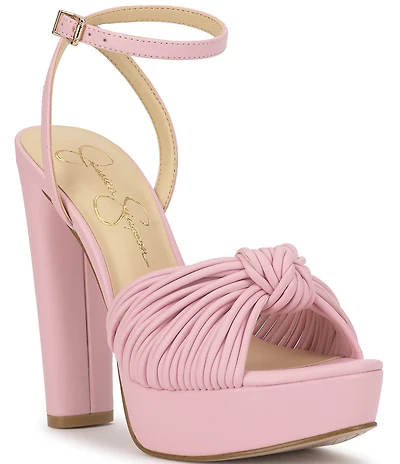 Jessica Simpson Immie Knot Detail Ankle Wrap Platform Block Heel Dress Sandals