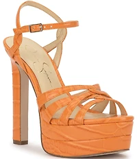 Jessica Simpson Itzari Croc Embossed Double Platform Dress Sandals