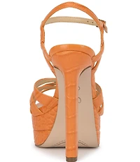 Jessica Simpson Itzari Croc Embossed Double Platform Dress Sandals