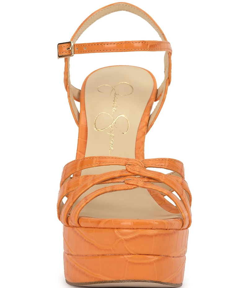 Jessica Simpson Itzari Croc Embossed Double Platform Dress Sandals