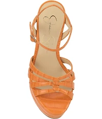 Jessica Simpson Itzari Croc Embossed Double Platform Dress Sandals