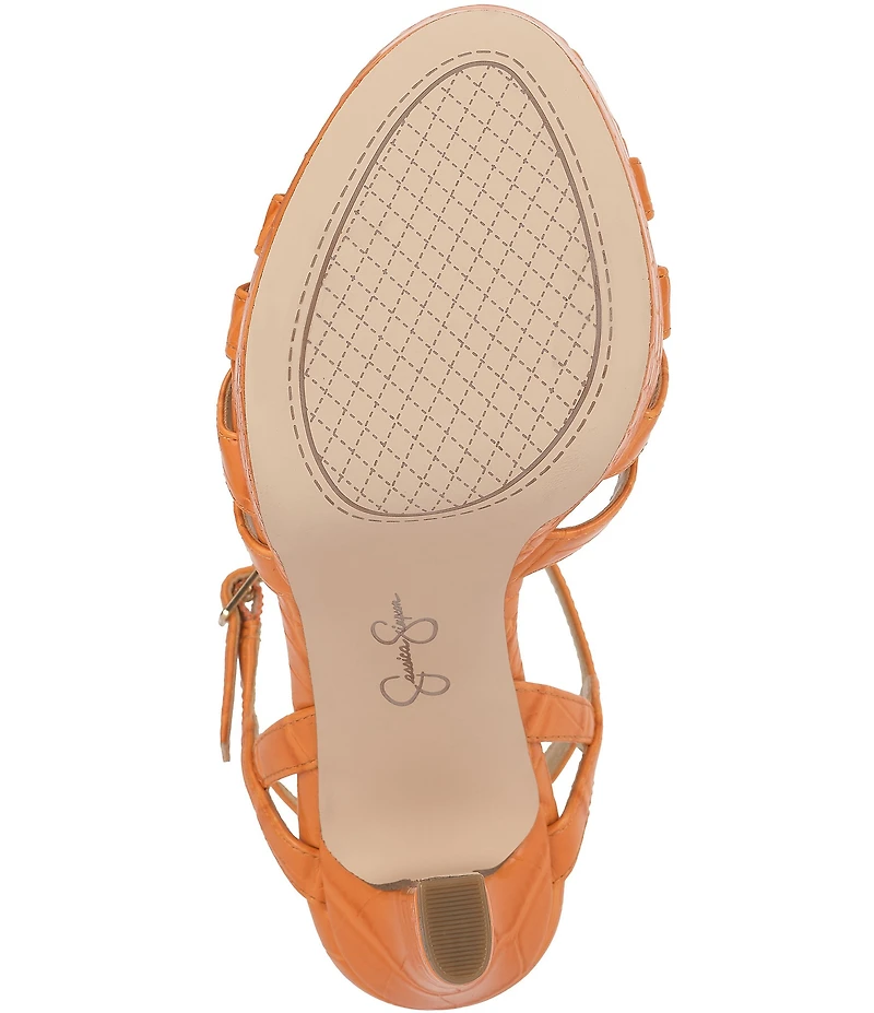 Jessica Simpson Itzari Croc Embossed Double Platform Dress Sandals