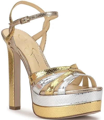 Jessica Simpson Itzari Embossed Colorblock Double Platform Dress Sandals
