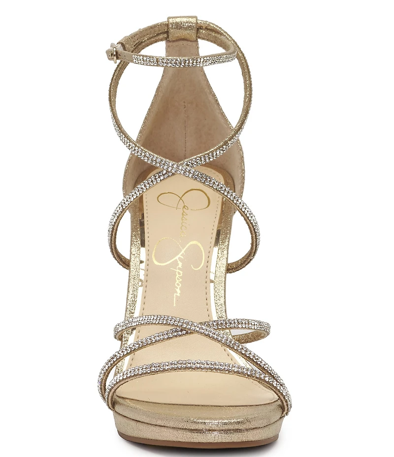 Jessica Simpson Jaeya Metallic Rhinestone Strappy Dress Sandals