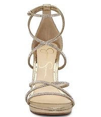 Jessica Simpson Jaeya Metallic Rhinestone Strappy Dress Sandals