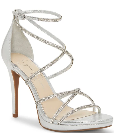 Jessica Simpson Jaeya Metallic Rhinestone Strappy Dress Sandals